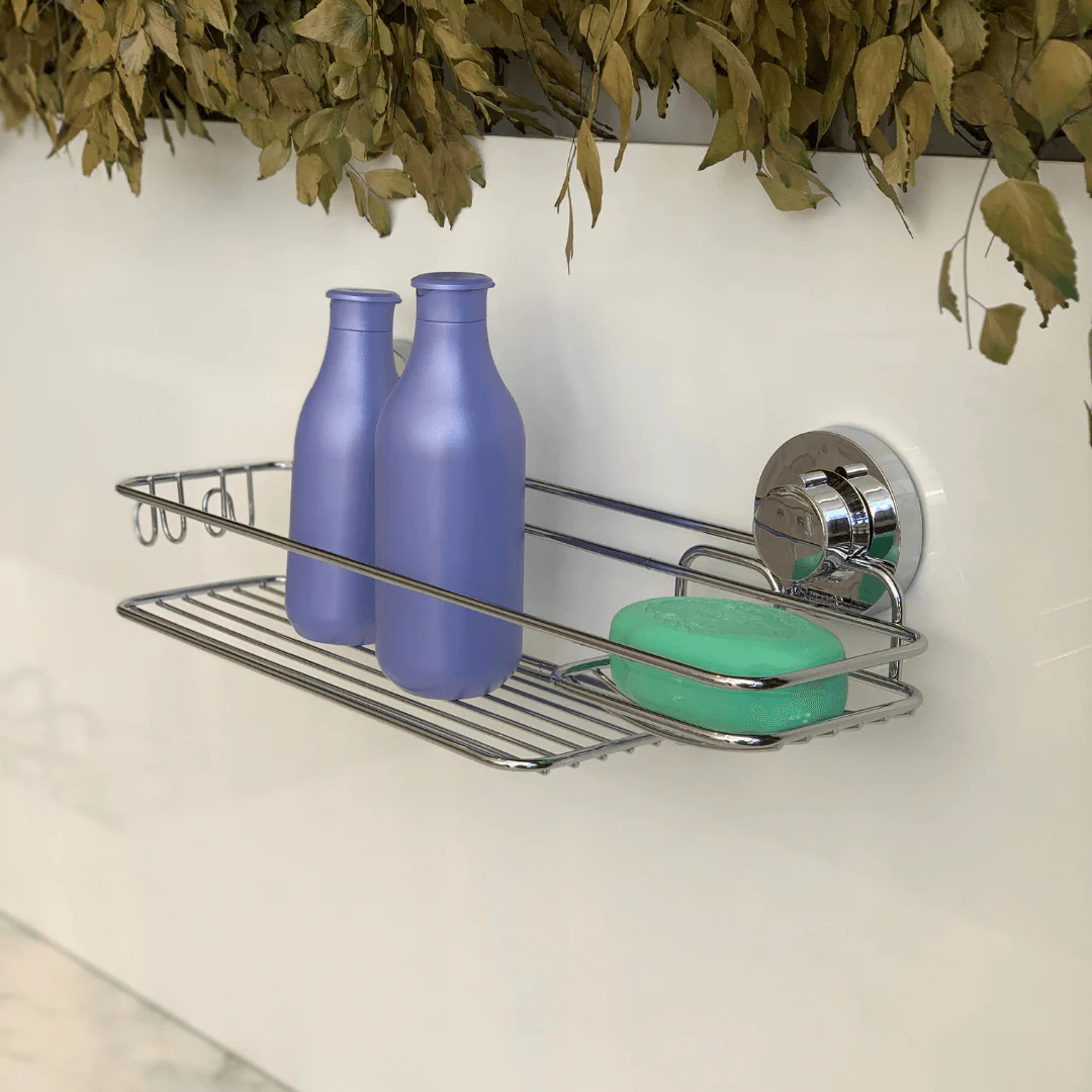 Suporte de Parede Com Ventosa Para Shampoo e Sabonete Cromado - Image 4