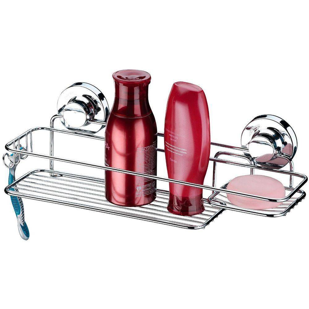 Suporte de Parede Com Ventosa Para Shampoo e Sabonete Cromado - Image 5
