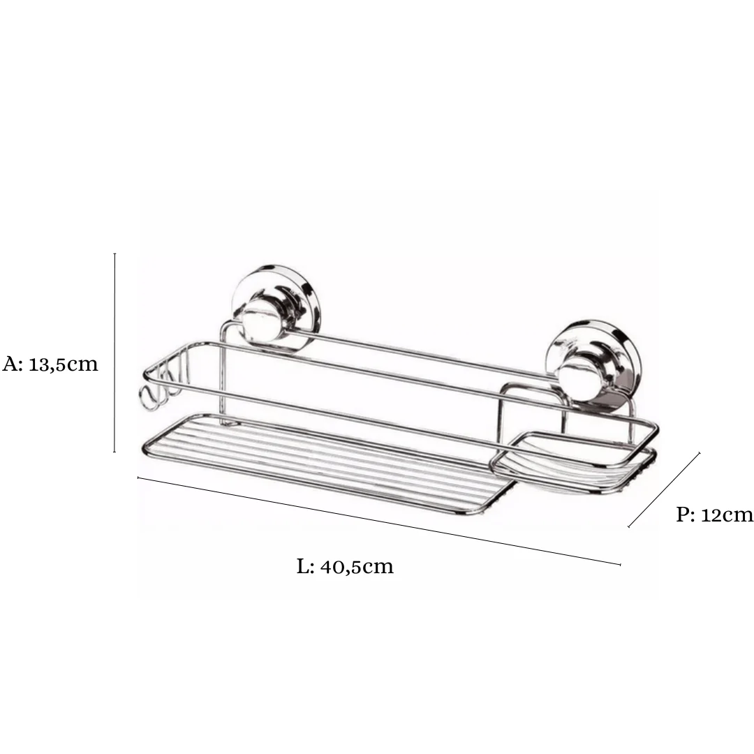 Suporte de Parede Com Ventosa Para Shampoo e Sabonete Cromado - Image 7