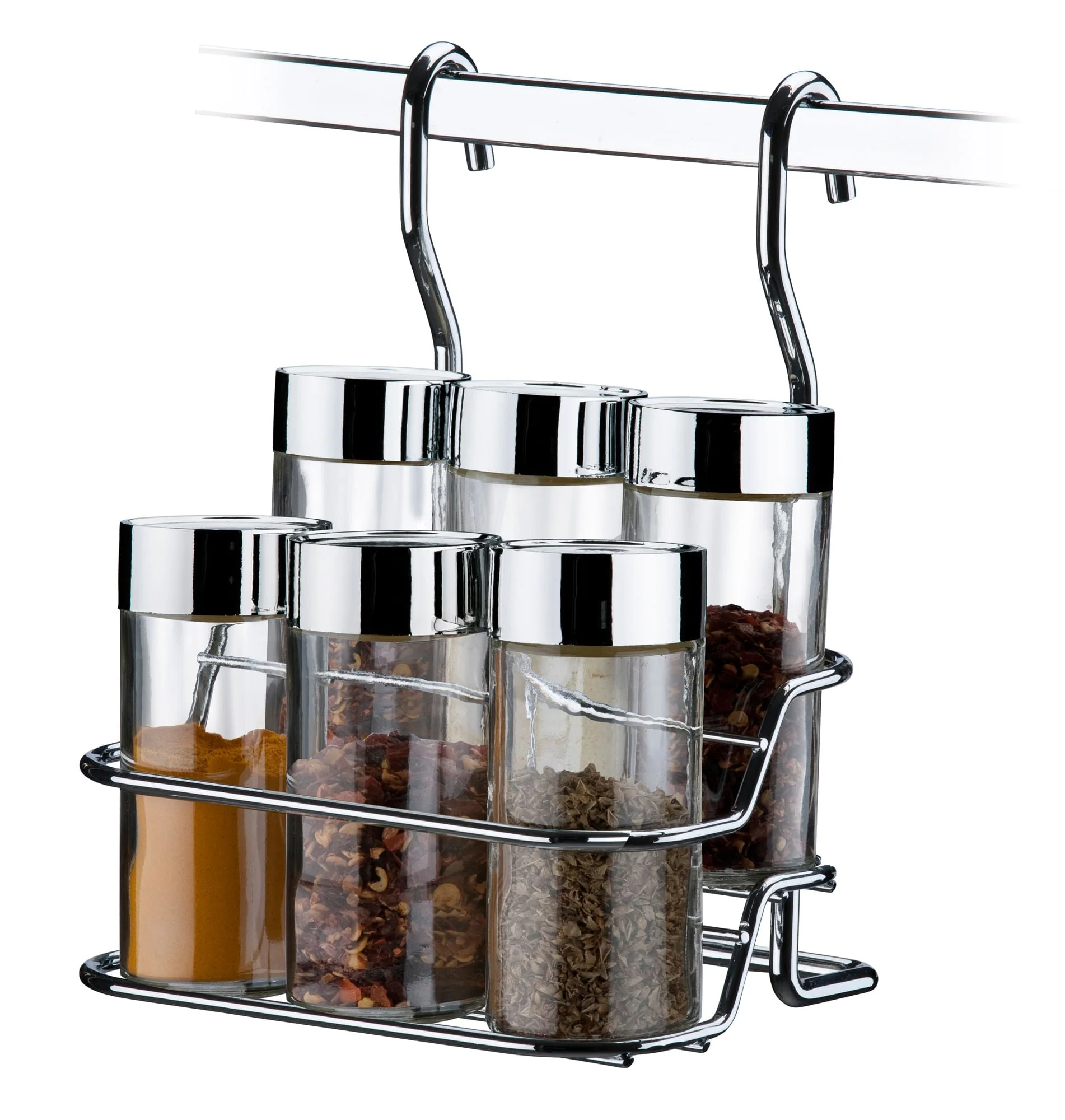 Suporte Porta Temperos e Condimentos 7 Peças Para Barra Cromado - Image 4