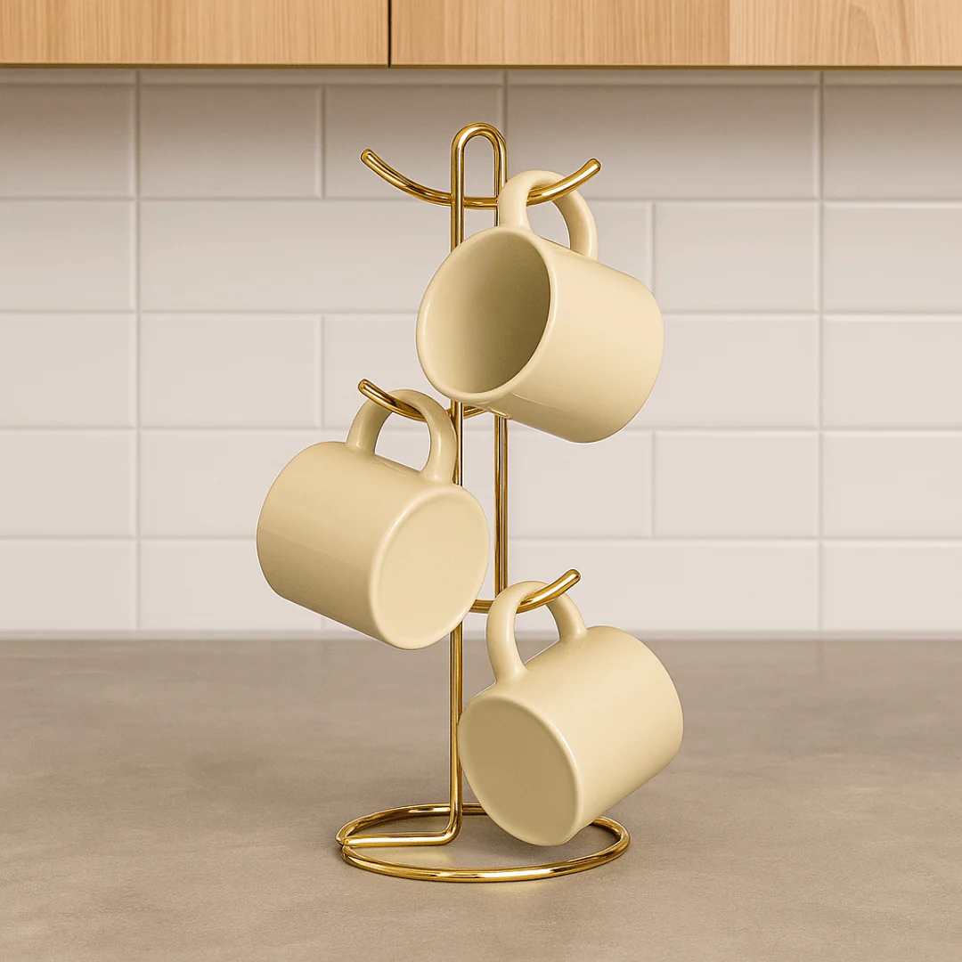Suporte para Xícaras e Canecas em Aço Dourado 15,2cm - Image 4