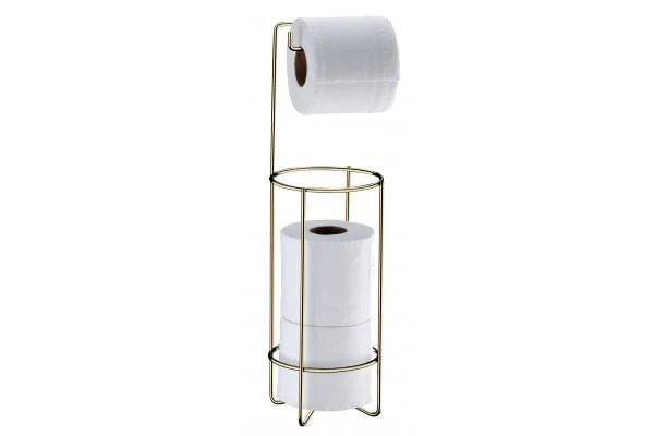 Suporte Porta Papel Higienico 3 Rolos de Chão Dourado