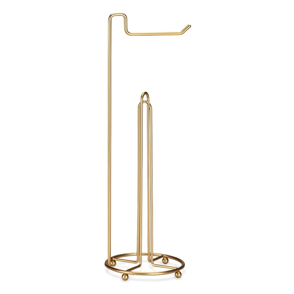 Suporte Porta Papel Higienico de Chão Triplo Dourado Fosco - Image 6