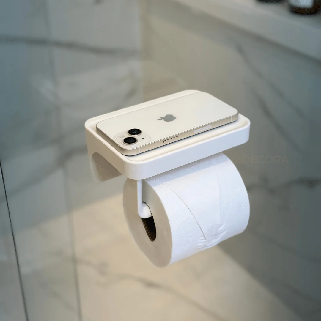 Suporte Porta Papel Higiênico e Prateleira com Ventosa Branco - Image 2