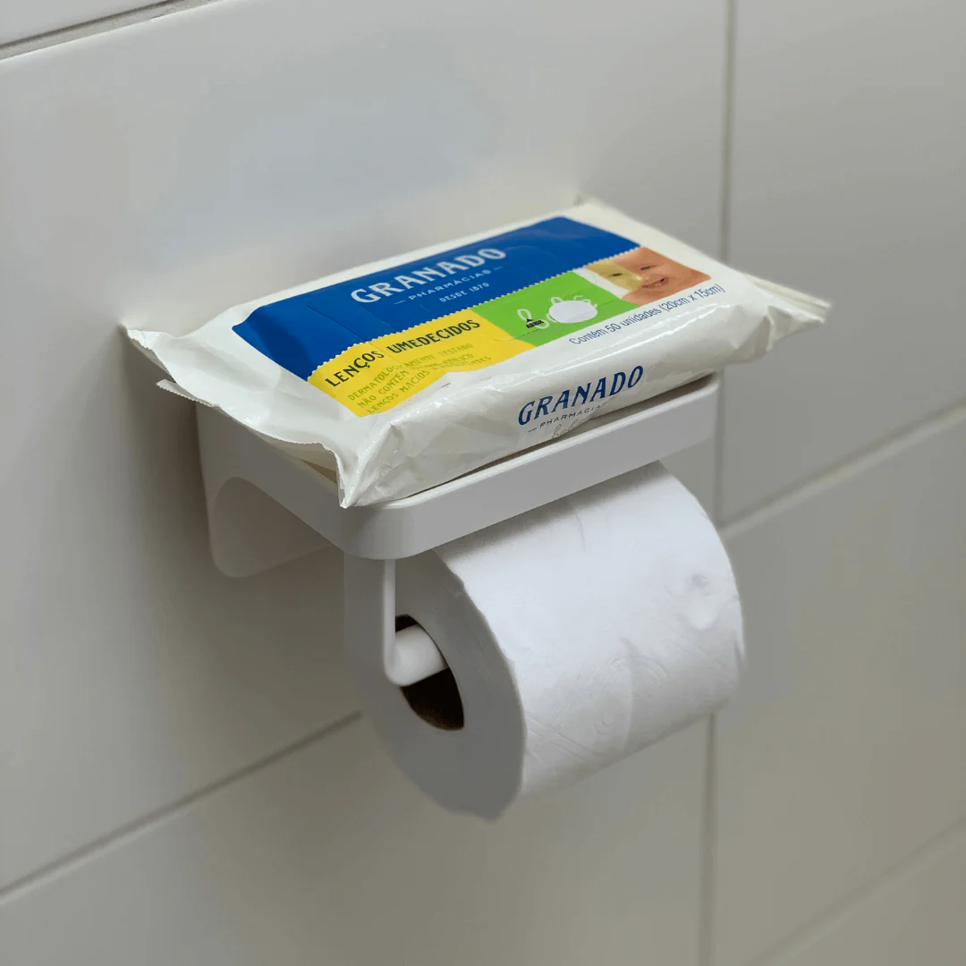 Suporte Porta Papel Higiênico e Prateleira com Ventosa Branco - Image 3