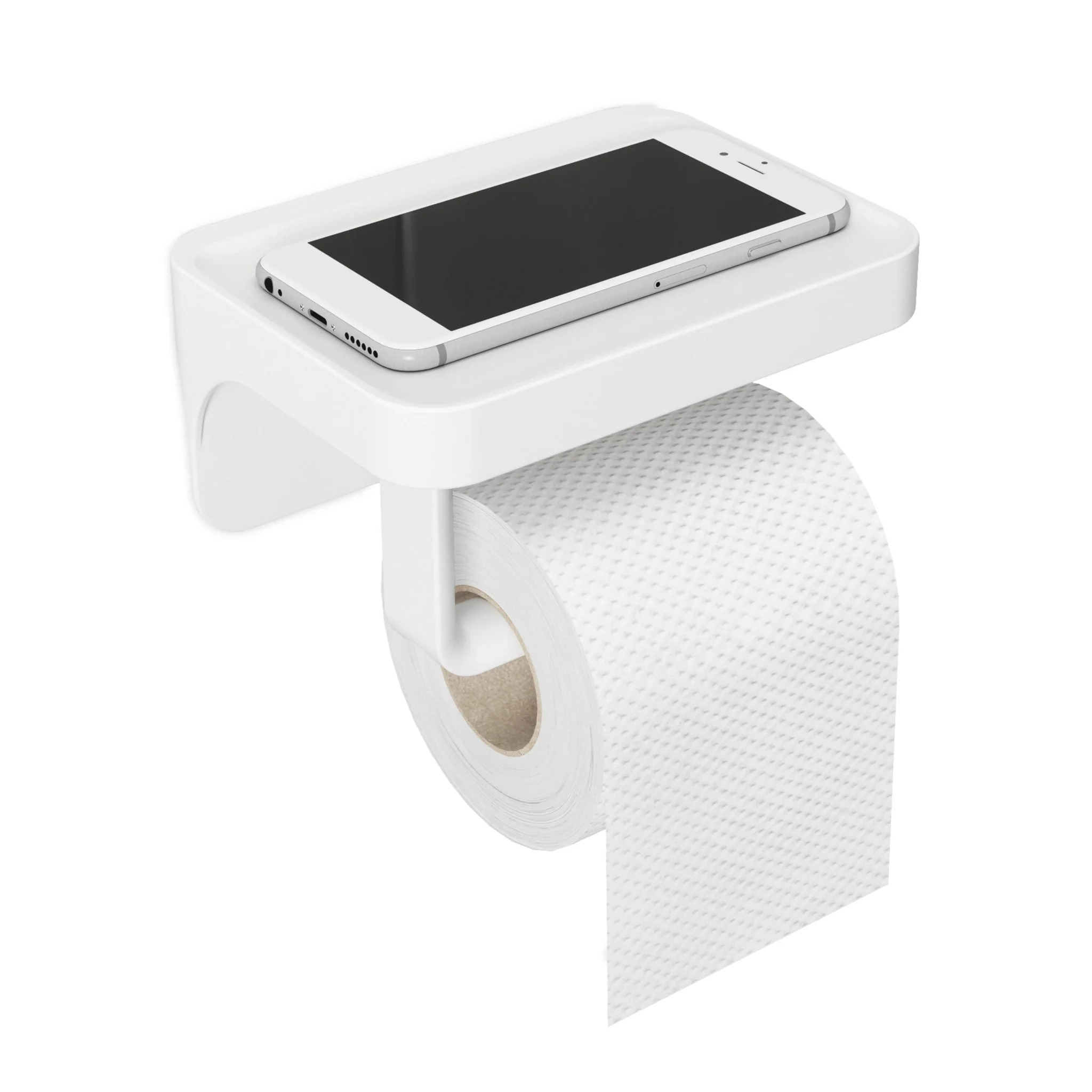 Suporte Porta Papel Higiênico e Prateleira com Ventosa Branco - Image 4