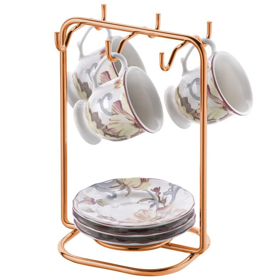 Suporte para Xicaras e Pires de Café Aço Rose Gold - Image 8