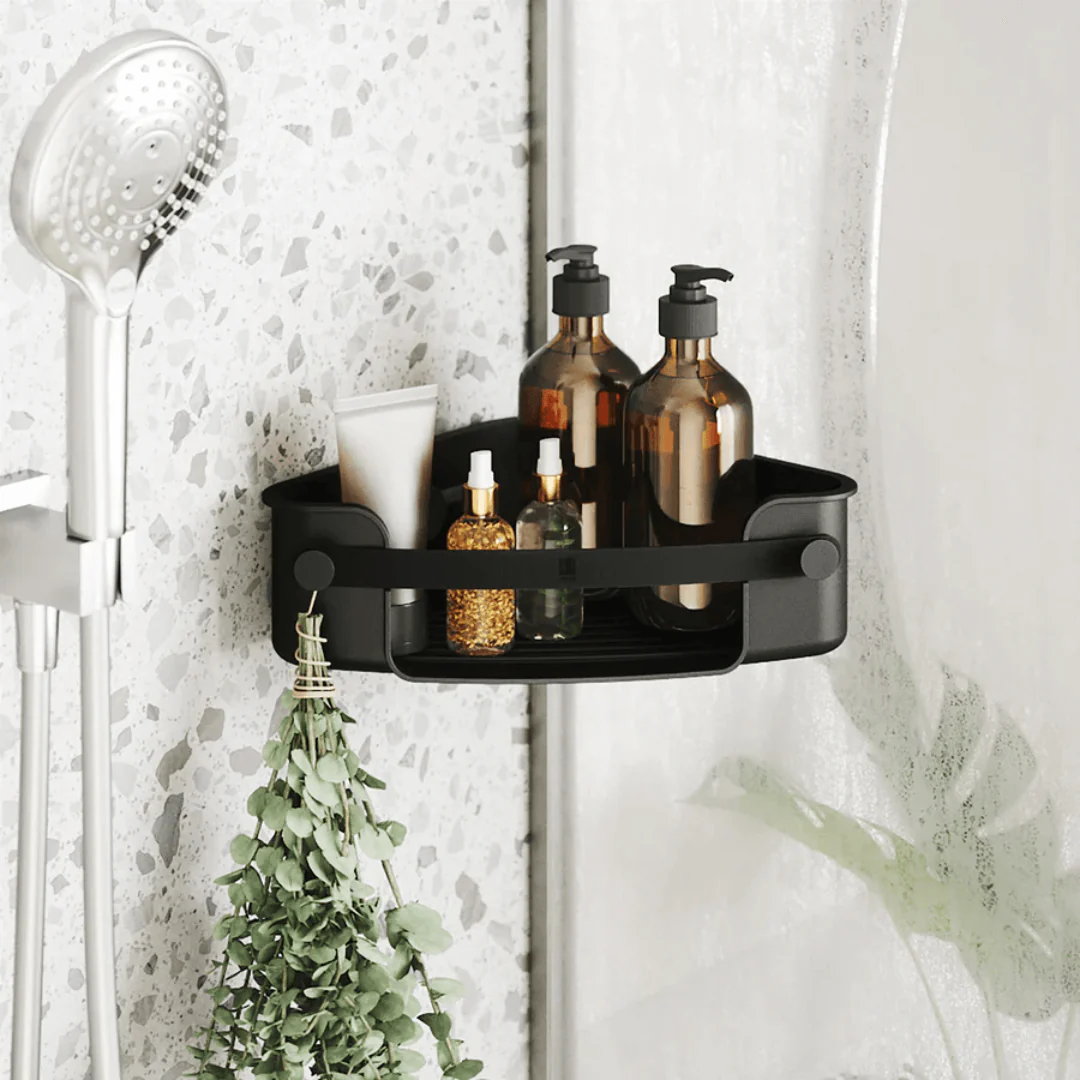 Suporte Porta Shampoo Cantoneira com Adesivo Flex Preto