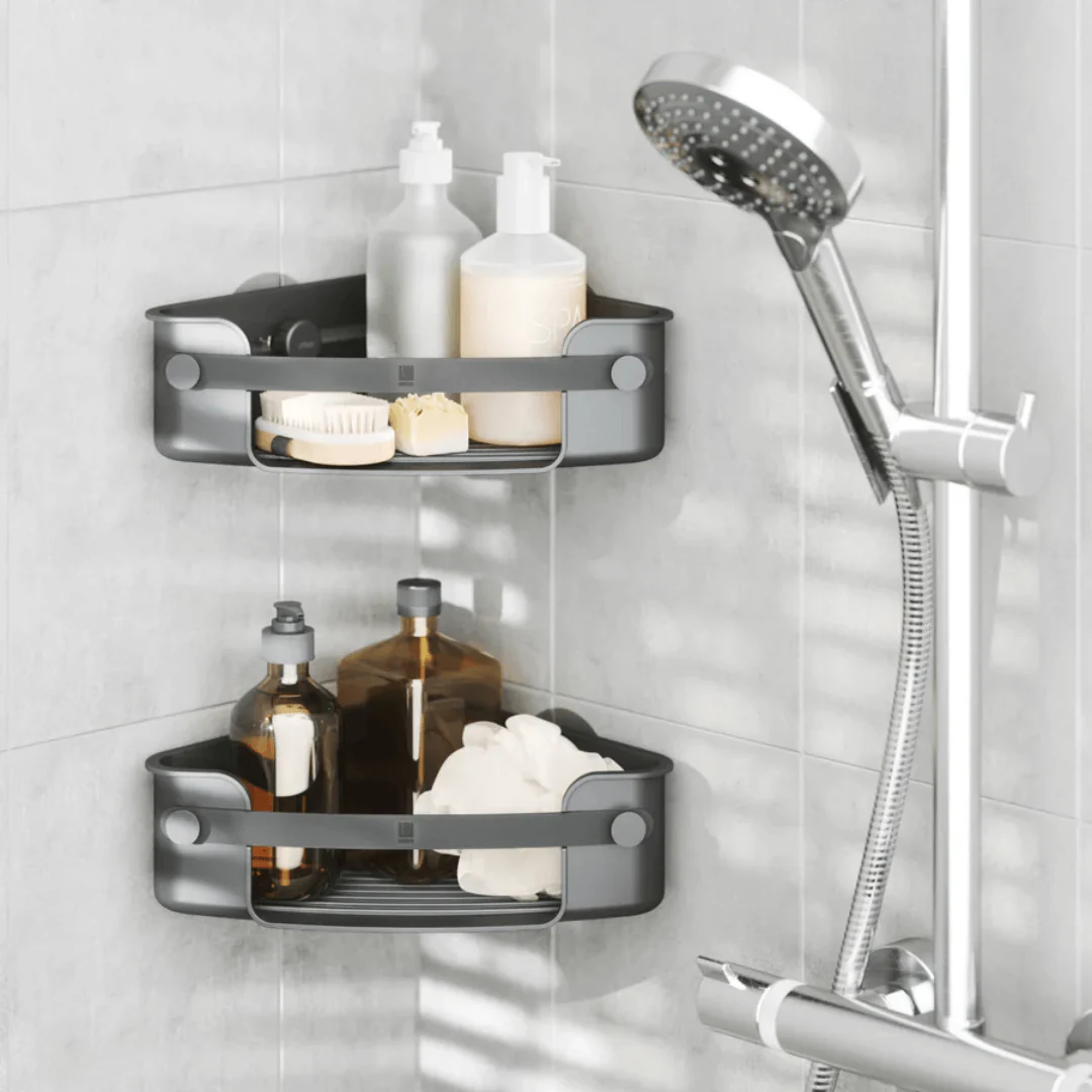 Suporte Porta Shampoo Cantoneira com Adesivo Flex Preto - Image 2