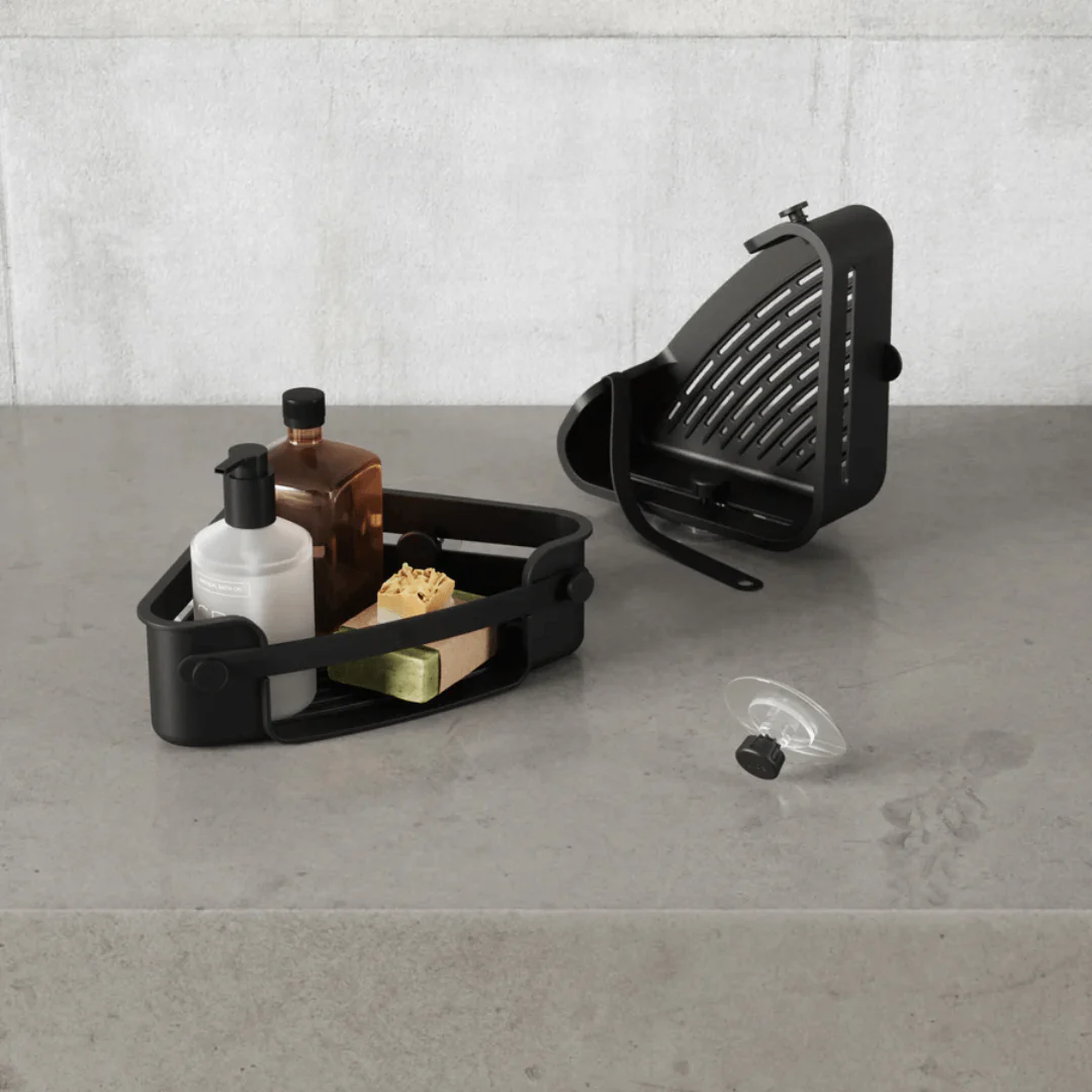 Suporte Porta Shampoo Cantoneira com Adesivo Flex Preto - Image 3