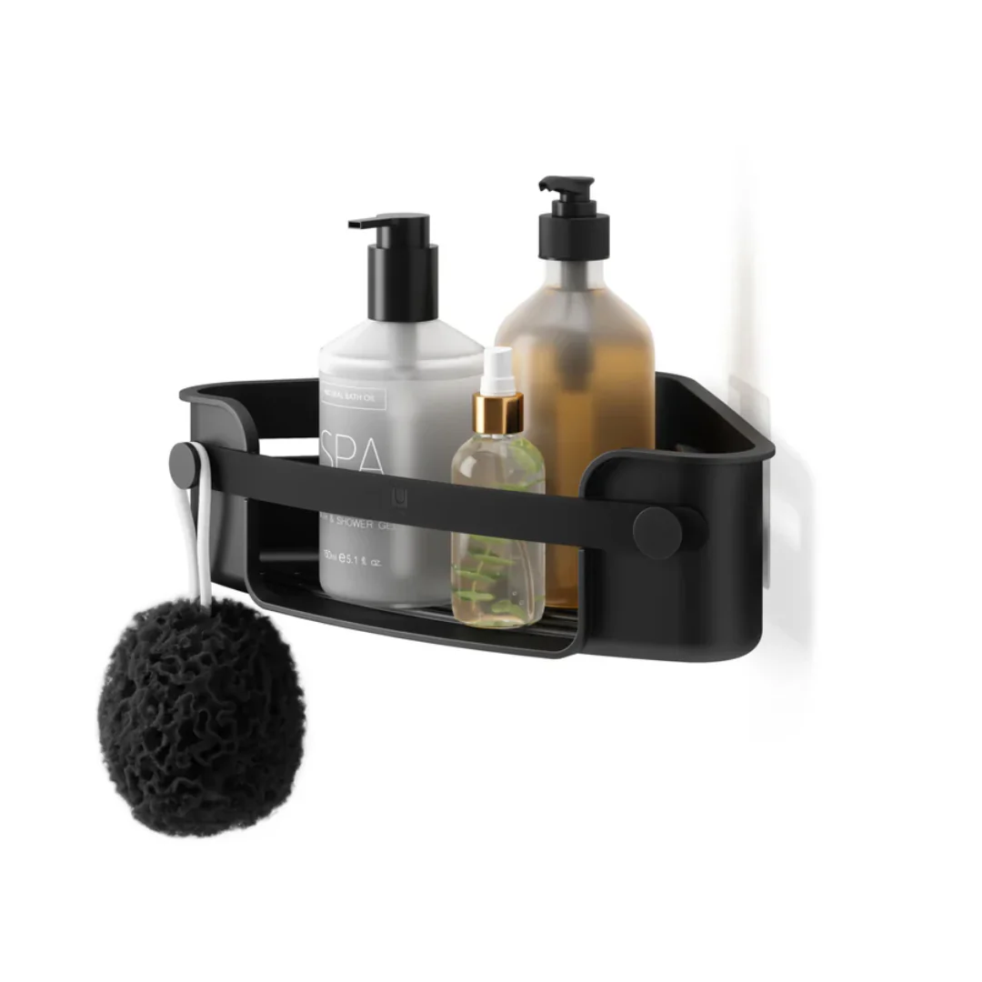 Suporte Porta Shampoo Cantoneira com Adesivo Flex Preto - Image 4
