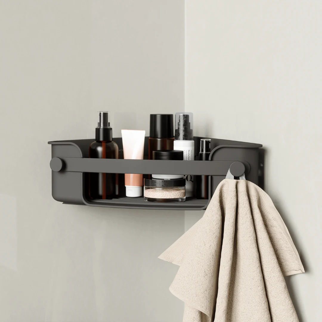 Suporte Porta Shampoo Cantoneira com Ventosa Preto