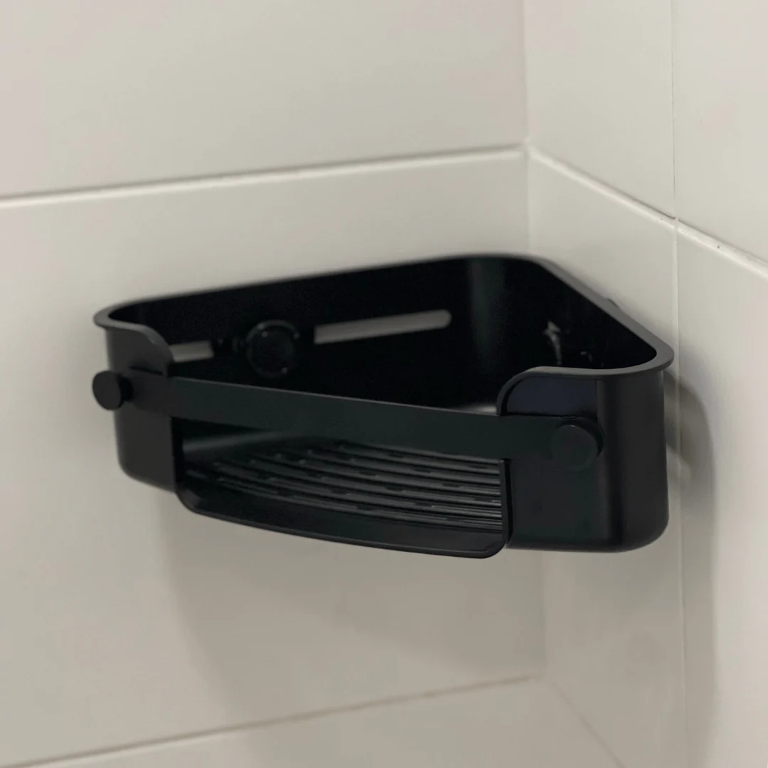 Suporte Porta Shampoo Cantoneira com Ventosa Preto - Image 5