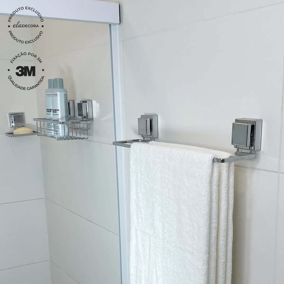 Suporte Porta Shampoo com Fixação 3M Cromado - Image 4