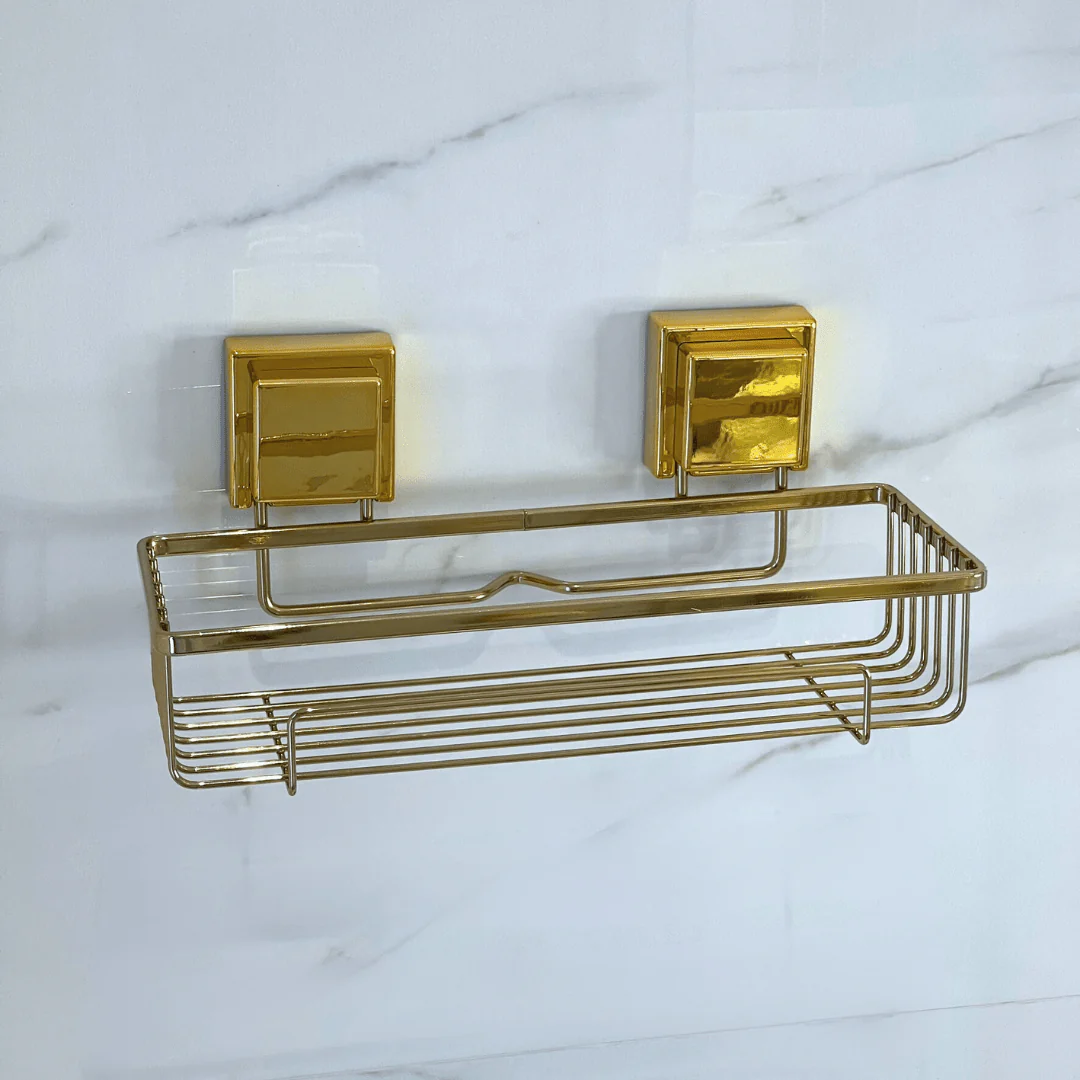 Suporte Porta Shampoo com Ventosa Aço Dourado 28cm - Image 2