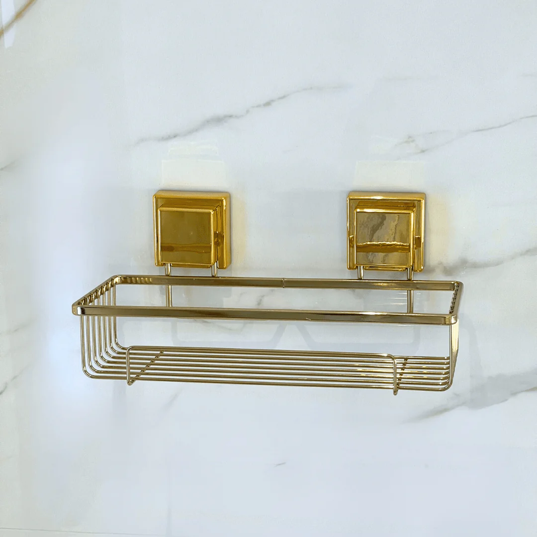 Suporte Porta Shampoo com Ventosa Aço Dourado 28cm - Image 3