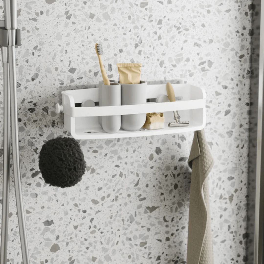 Suporte Porta Shampoo Fixação Adesivo Branco Linha Flex - Image 2