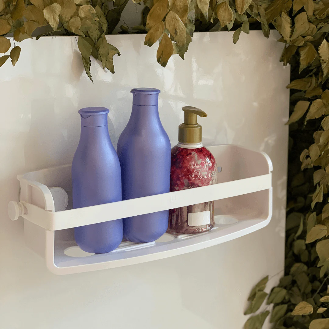 Suporte Porta Shampoo Fixação Adesivo Branco Linha Flex - Image 3