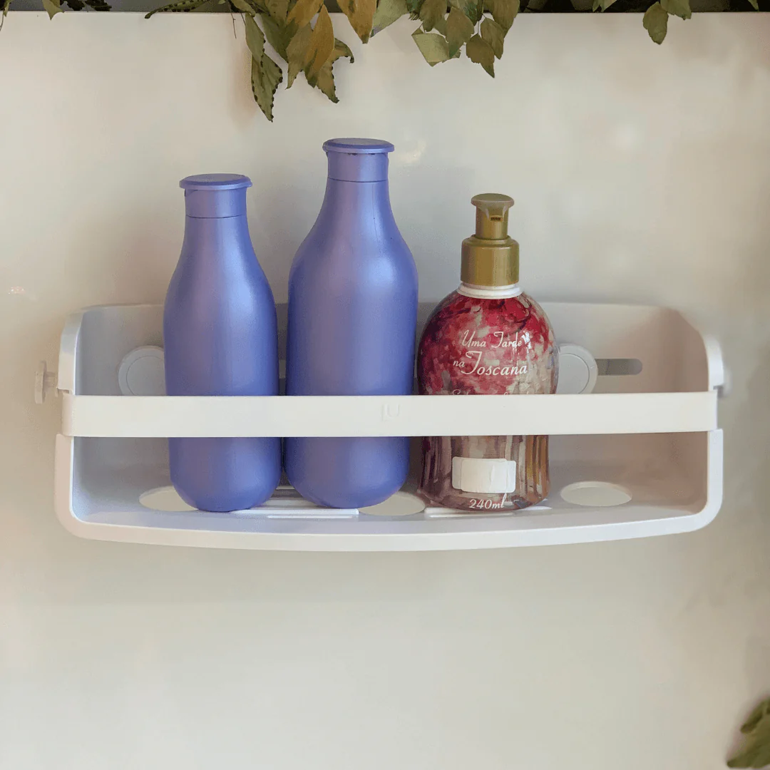 Suporte Porta Shampoo Fixação Adesivo Branco Linha Flex - Image 4