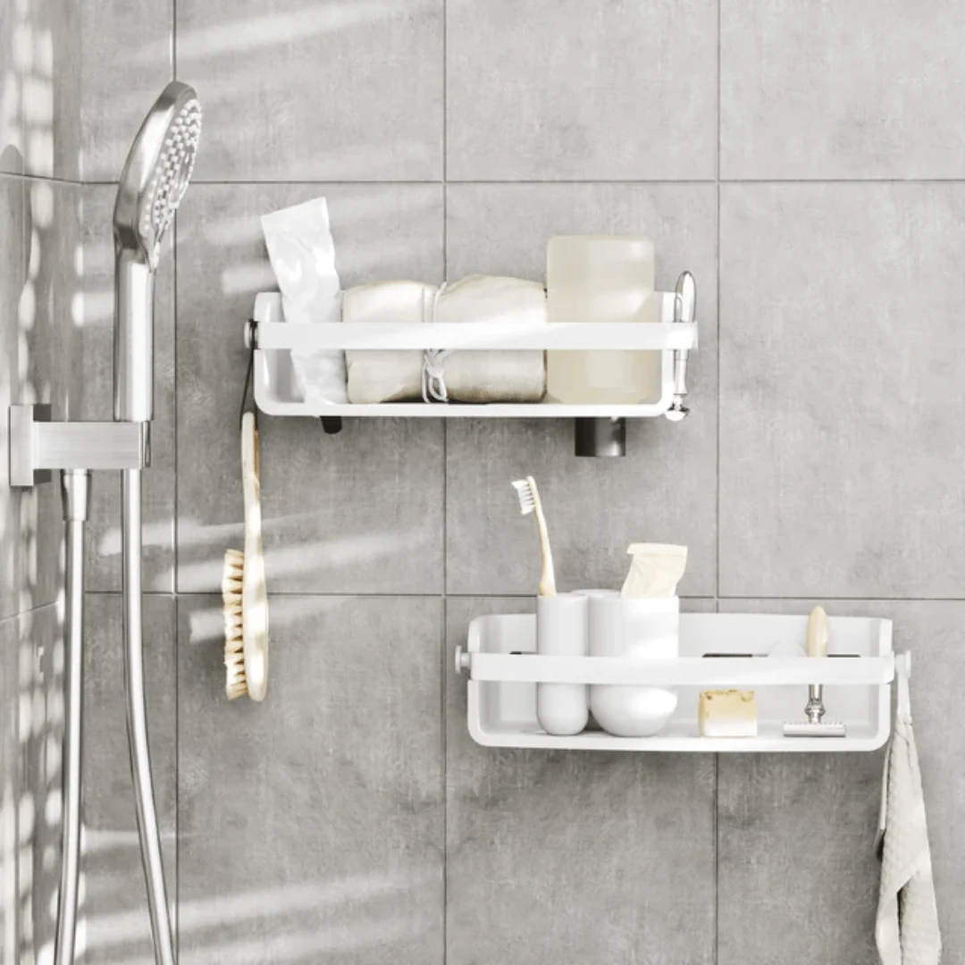 Suporte Porta Shampoo Fixação Adesivo Branco Linha Flex - Image 5