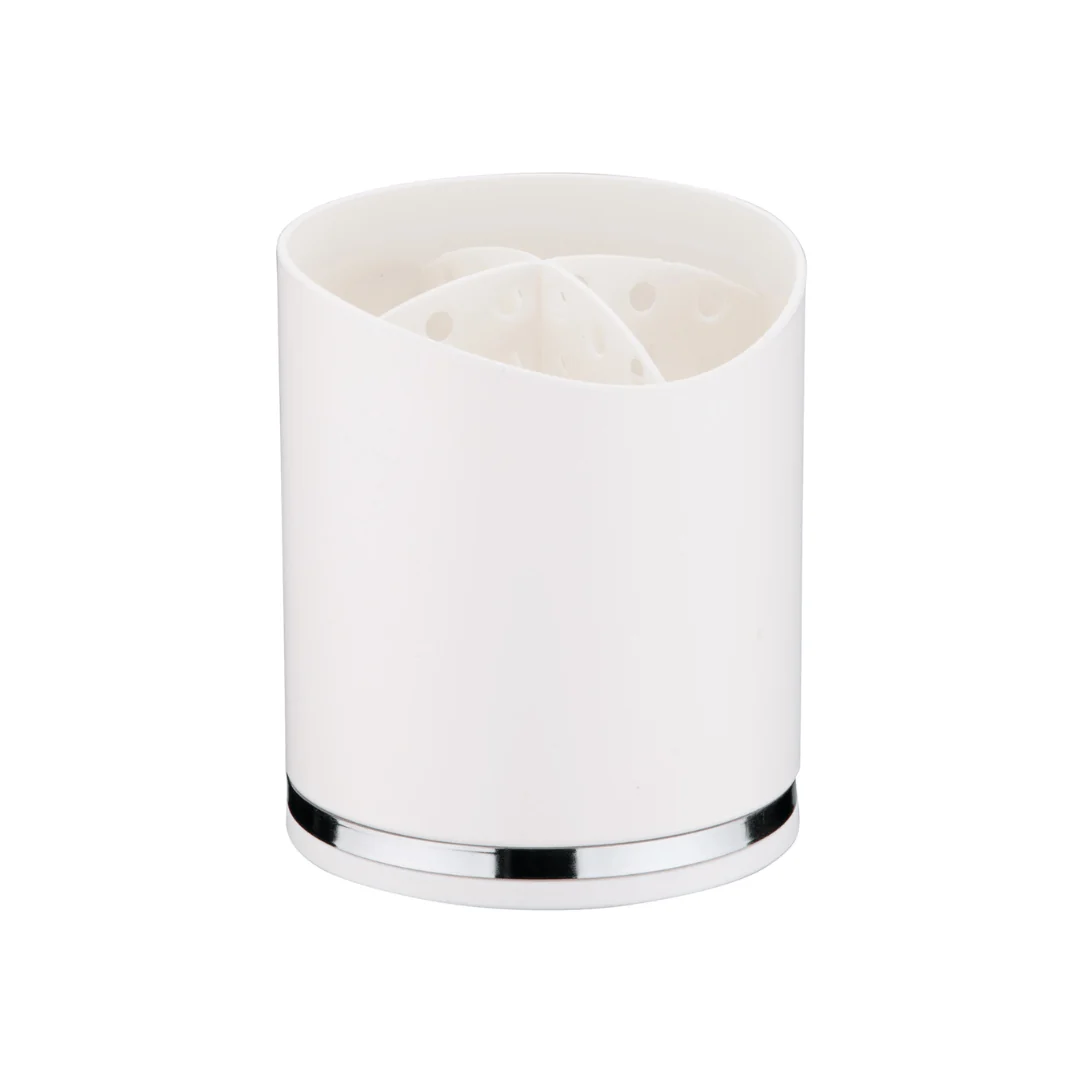 Suporte Porta Utensílios e Talheres Branco e Cromado - Image 2