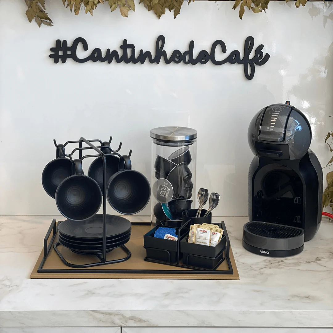 Suporte Porta Xícaras e Pires de Café Aço Preto Fosco - Image 4
