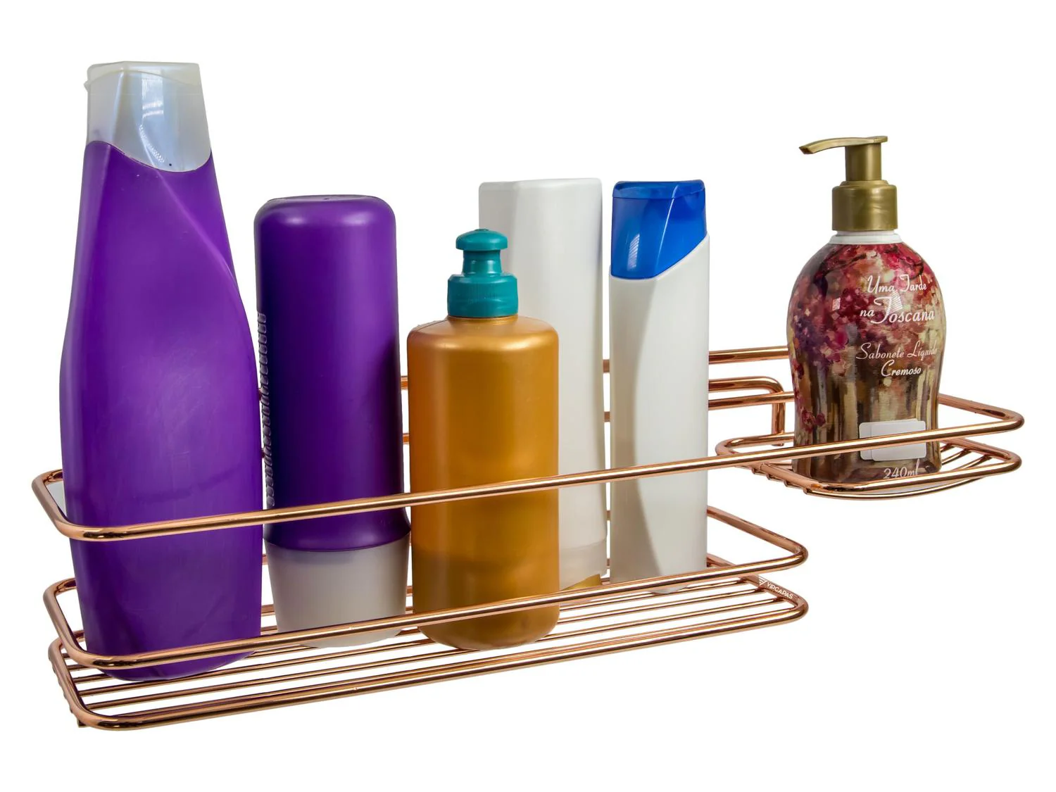 Suporte Shampoo Sabonete Parafuso de Parede com Gancho Móvel Rose Gold - Image 3
