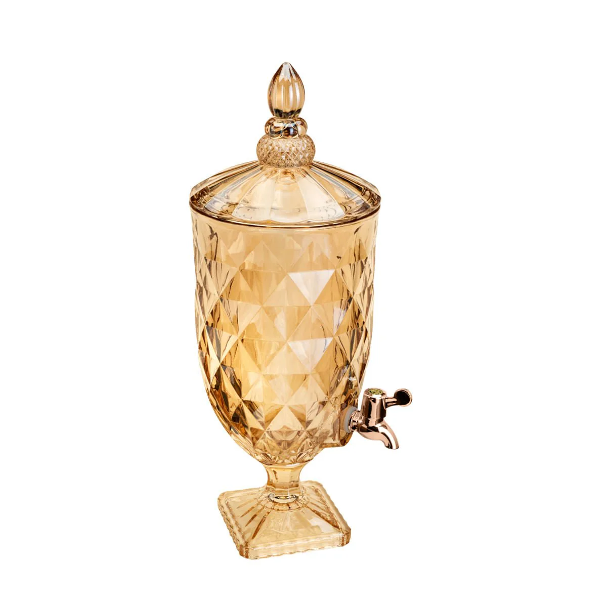 Suqueira de Cristal Âmbar com Torneira Dourada 5 Litros