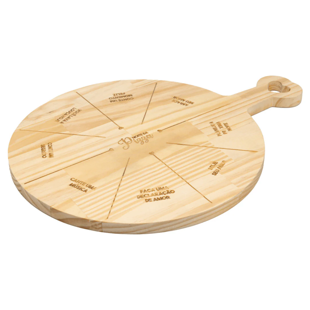 Tábua de Madeira Pinus para Pizza Coração 47cm