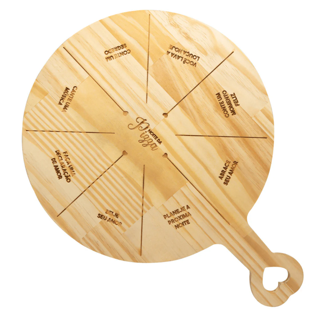 Tábua de Madeira Pinus para Pizza Coração 47cm - Image 2