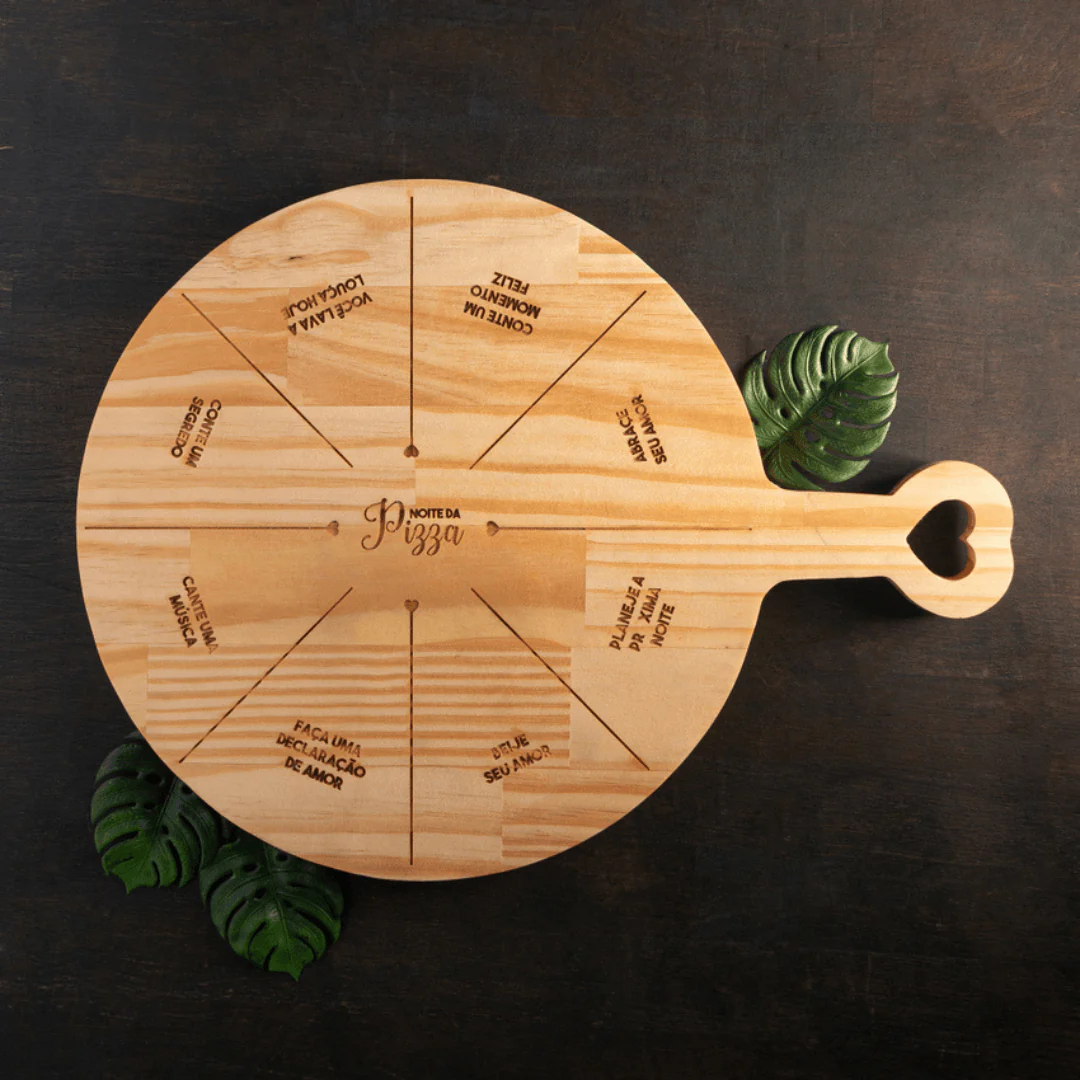 Tábua de Madeira Pinus para Pizza Coração 47cm - Image 5