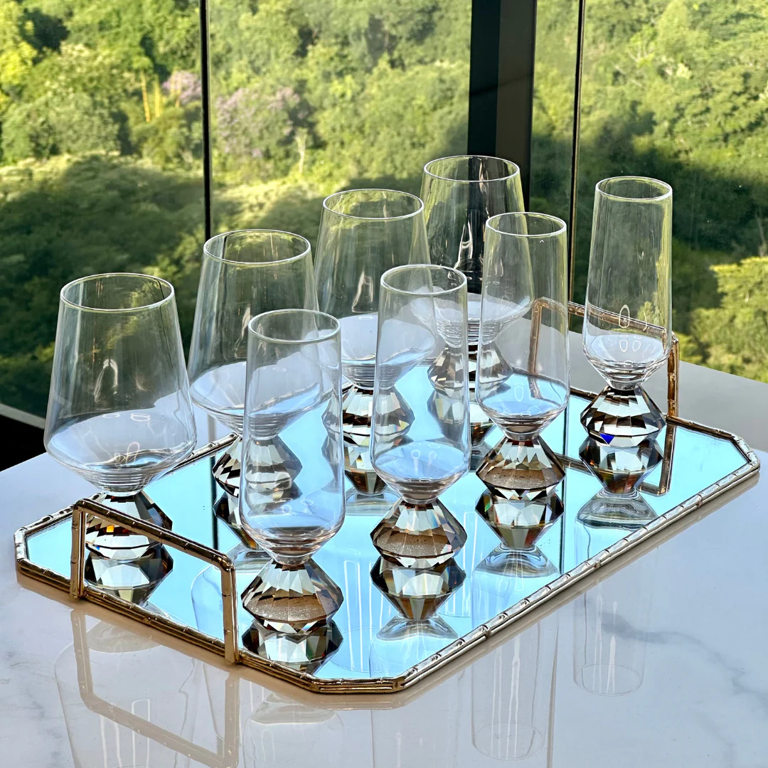 Taça Copo de Vidro para Champanhe com Base Diamante Âmbar 250ml - Image 5