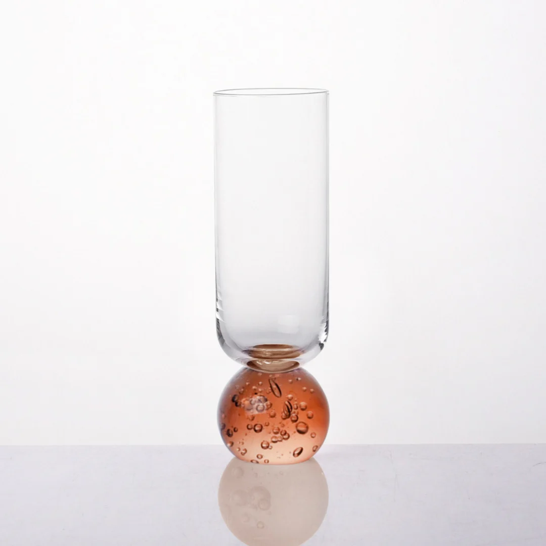 Taça Copo para Champanhe Vidro com Base Esfera Transparente e Âmbar 250ml - Image 3