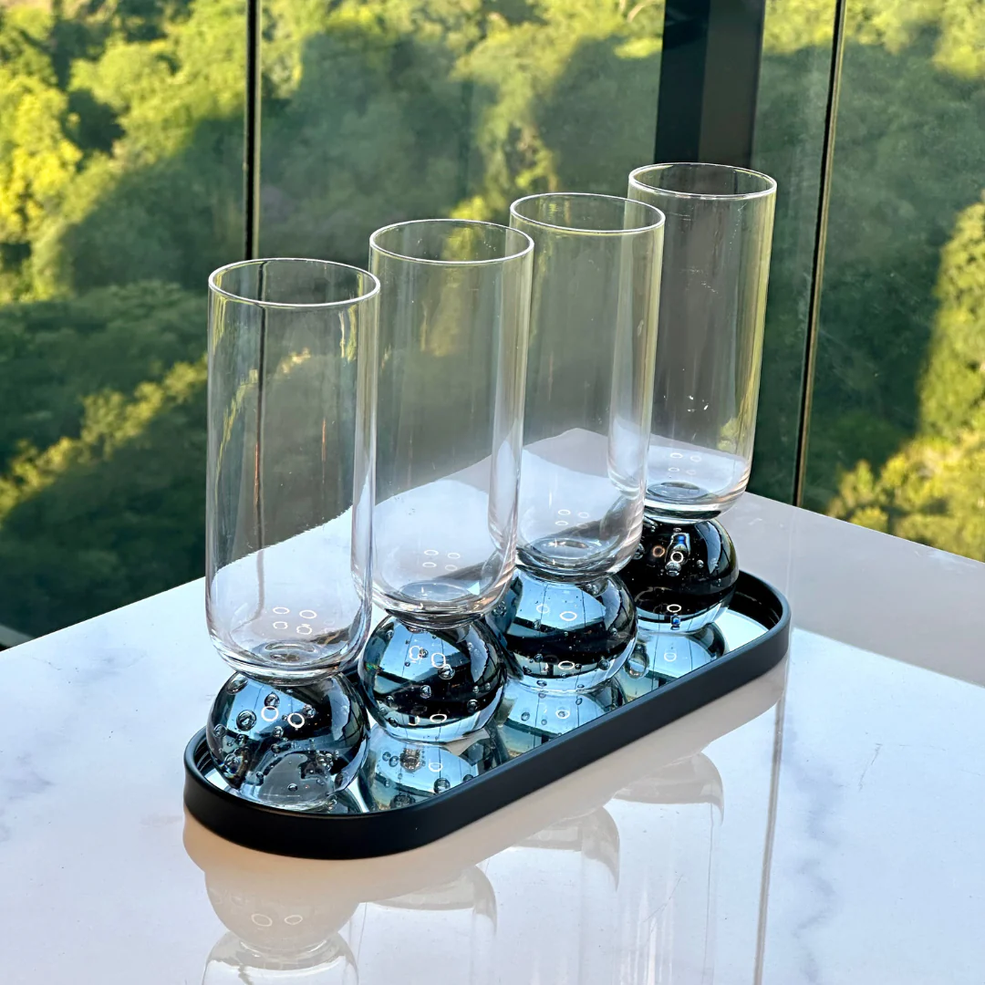 Taça para Champanhe Vidro com Base Esfera Transparente e Cinza 250ml - Image 3