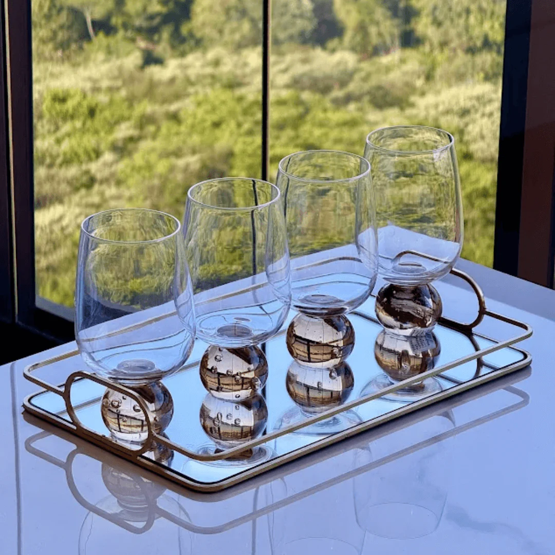 Taça Copo para Vinho Vidro com Base Esfera Transparente e Âmbar 540ml - Image 3