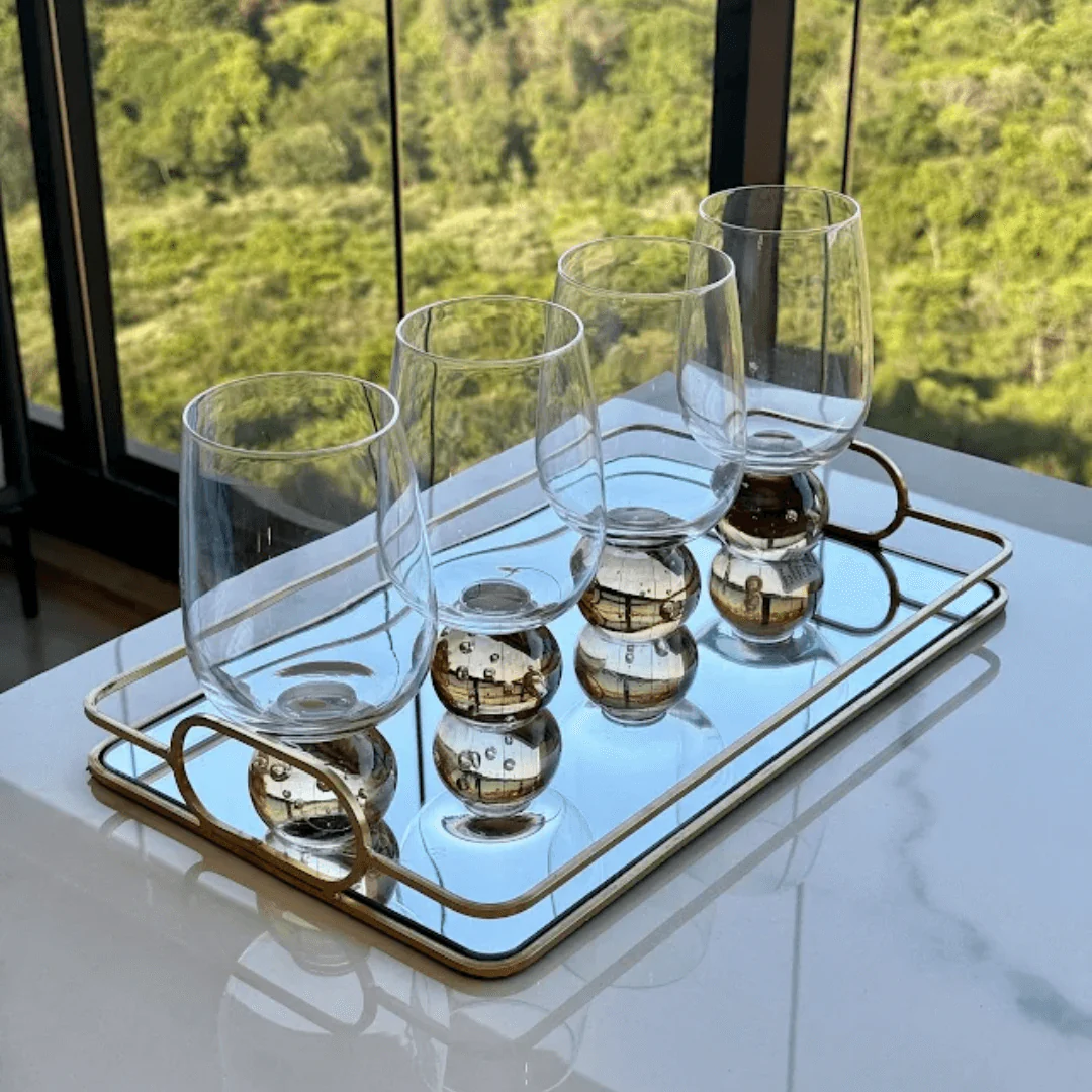 Taça Copo para Vinho Vidro com Base Esfera Transparente e Âmbar 540ml - Image 5