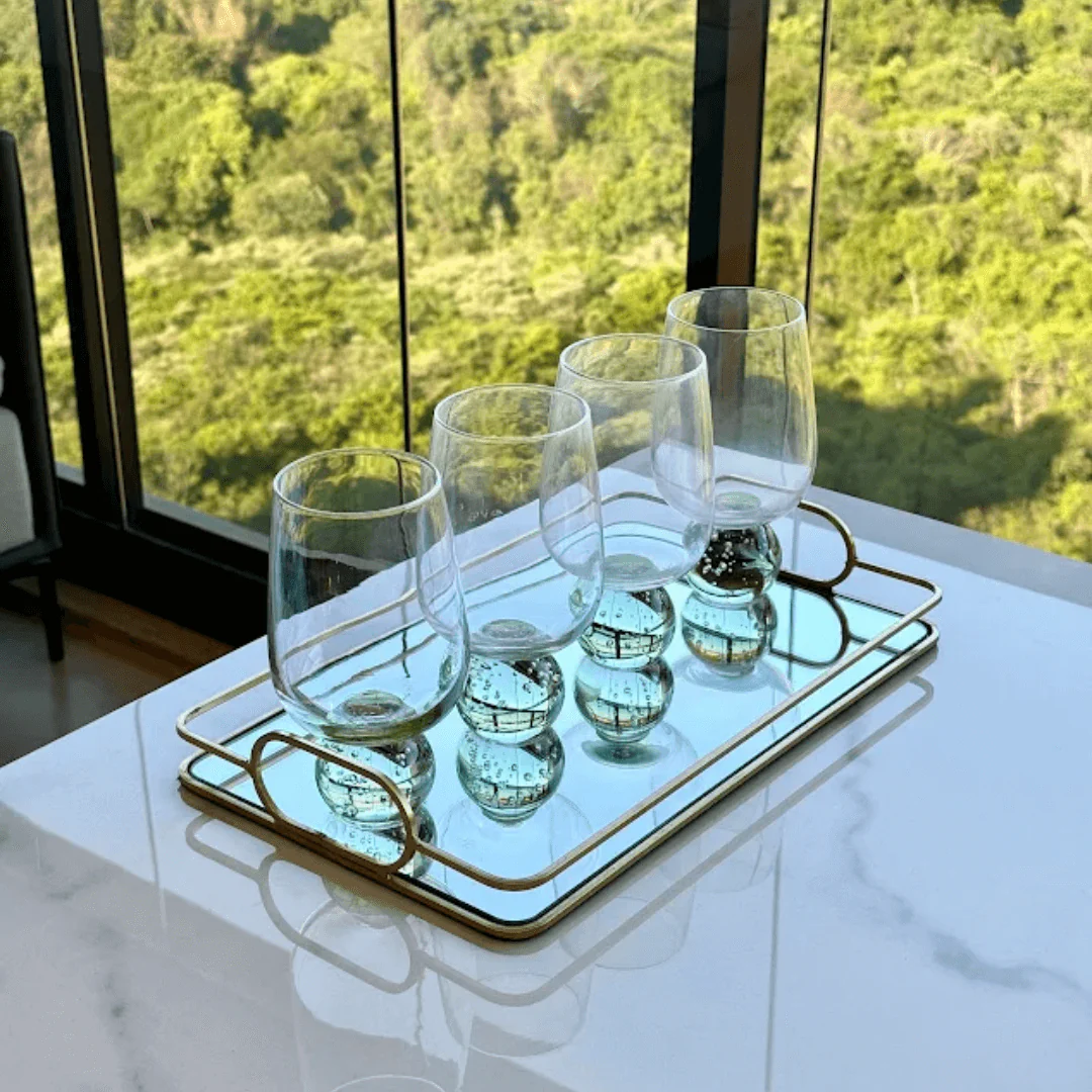 Taça Copo para Vinho com Base Esfera Transparente e Verde 540ml - Image 3
