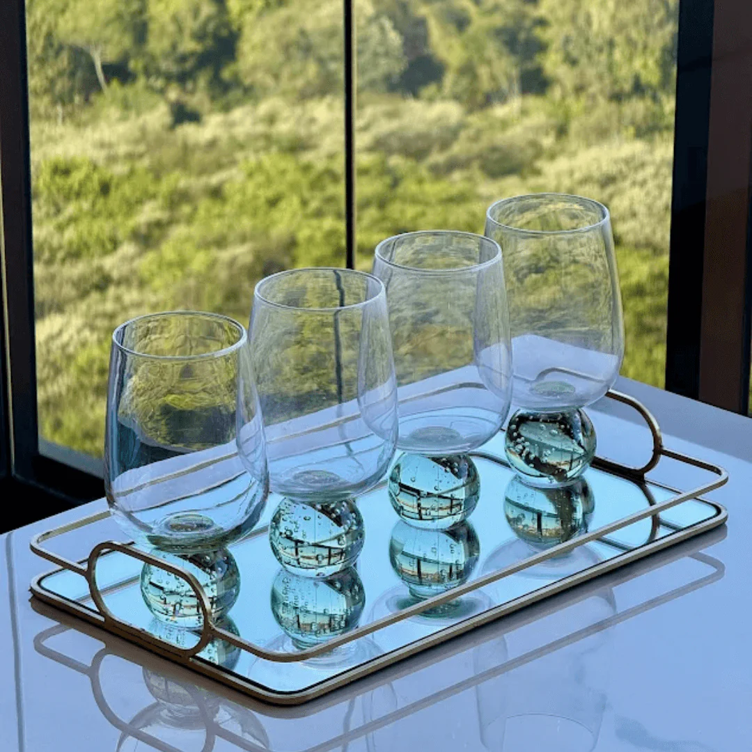 Taça Copo para Vinho com Base Esfera Transparente e Verde 540ml - Image 4