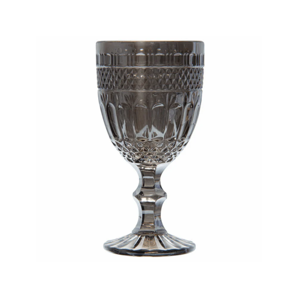 Taça Vidro Para Água Cinza Black Metalizado - 345ml
