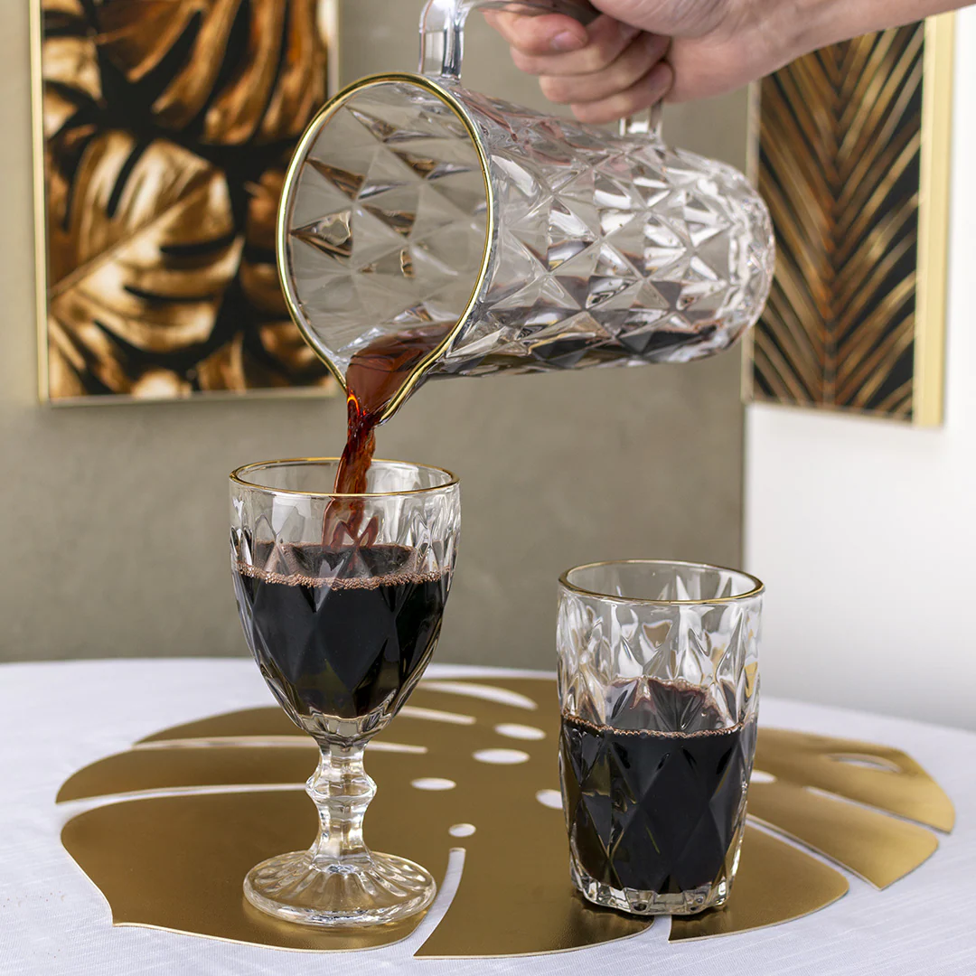 Jogo 6 Taças para Água de Vidro com Fio de Ouro Diamond Transparente 325ml - Image 12