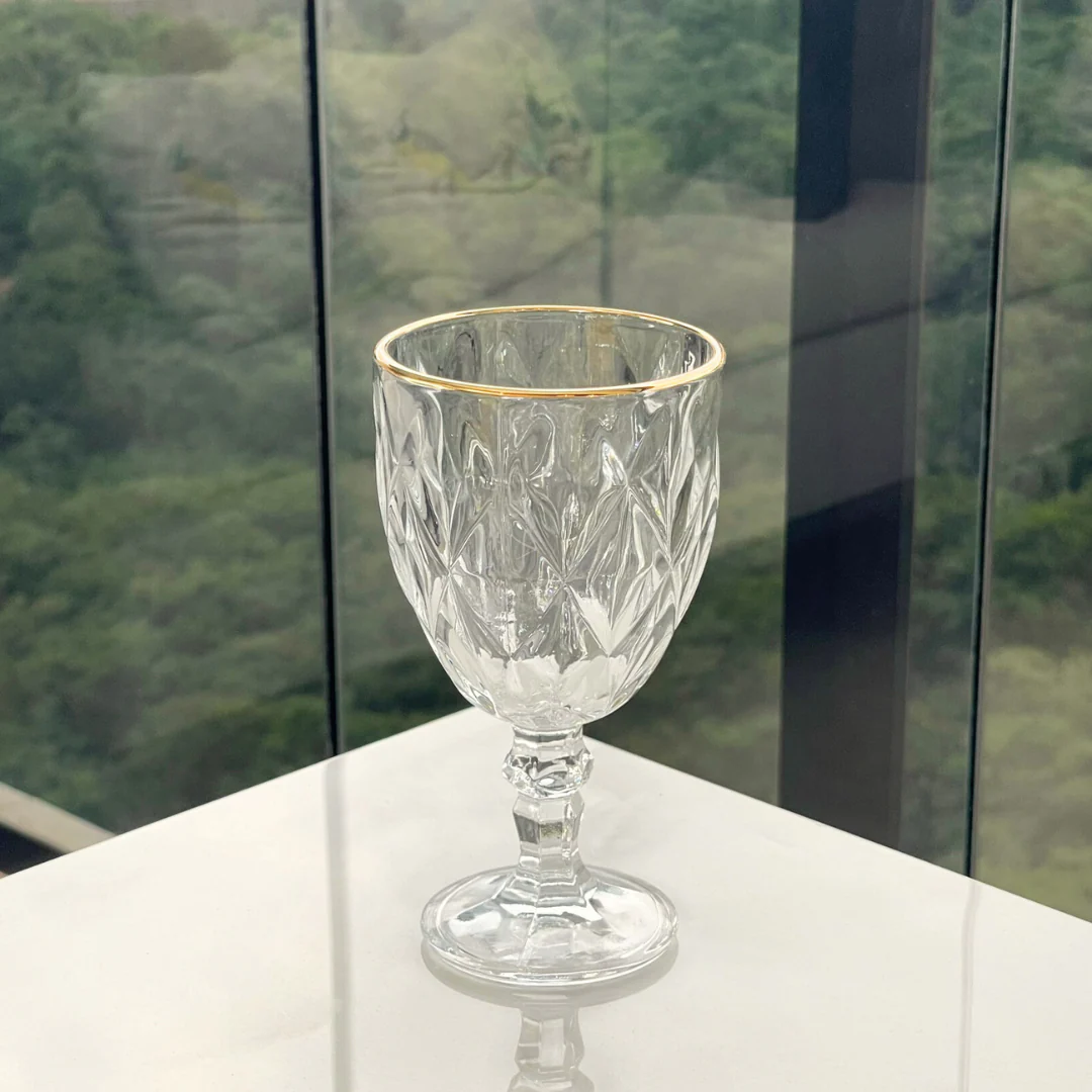 Jogo 6 Taças para Água de Vidro com Fio de Ouro Diamond Transparente 325ml - Image 15