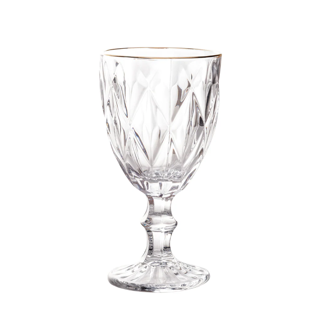 Jogo 6 Taças para Água de Vidro com Fio de Ouro Diamond Transparente 325ml - Image 18