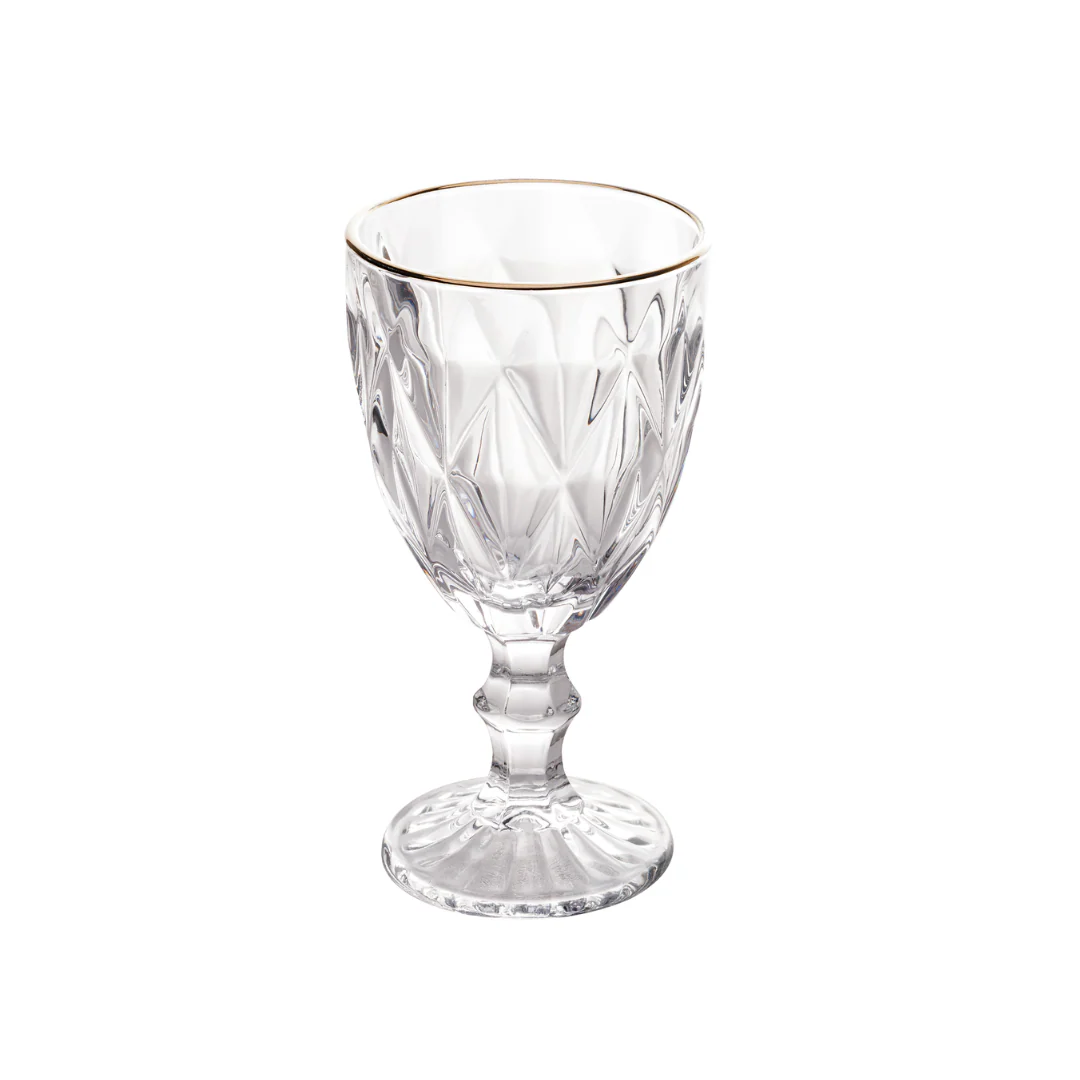 Jogo 6 Taças para Água de Vidro com Fio de Ouro Diamond Transparente 325ml - Image 19