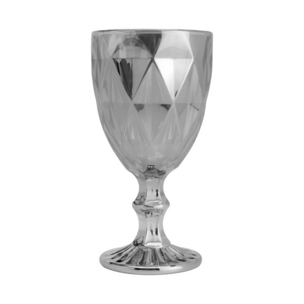 Jogo 6 Taças Para Água De Vidro Cinza Fumê Metalizado Diamond - 325 ml - Image 4