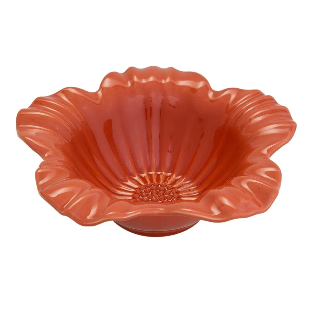 Tigela Cerâmica Flor Campestre Pequena Páprica - 26,5 cm