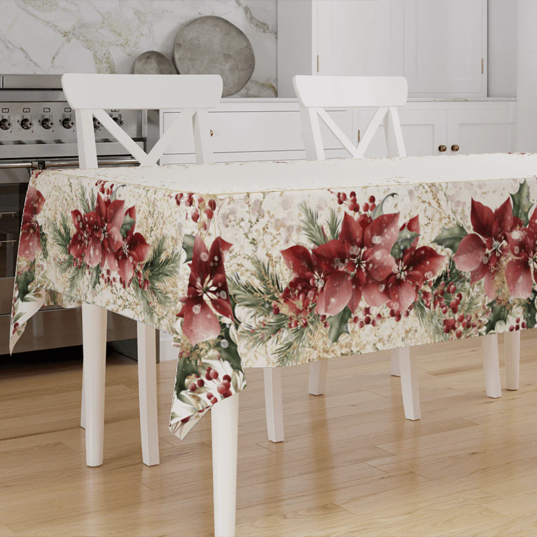 Toalha de Mesa Flores Natal Retangular 6 Lugares 210cm - Image 2