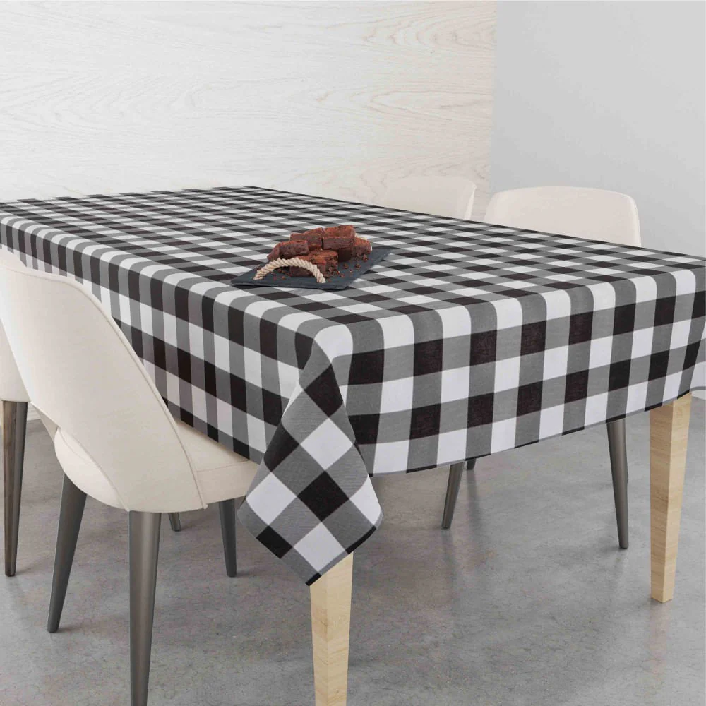 Toalha de Mesa Retangular Xadrez Preto 200 x 140 - Image 2