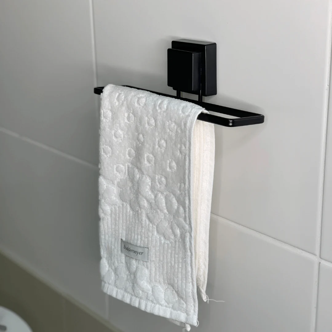 Toalheiro de Rosto com Ventosa Fixação Fácil Preto Fosco - Image 2