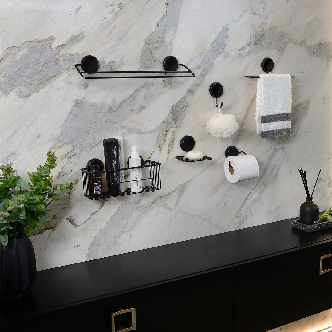 Toalheiro de Lavabo Fixação por Adesivo Preto Fosco 25cm - Image 2