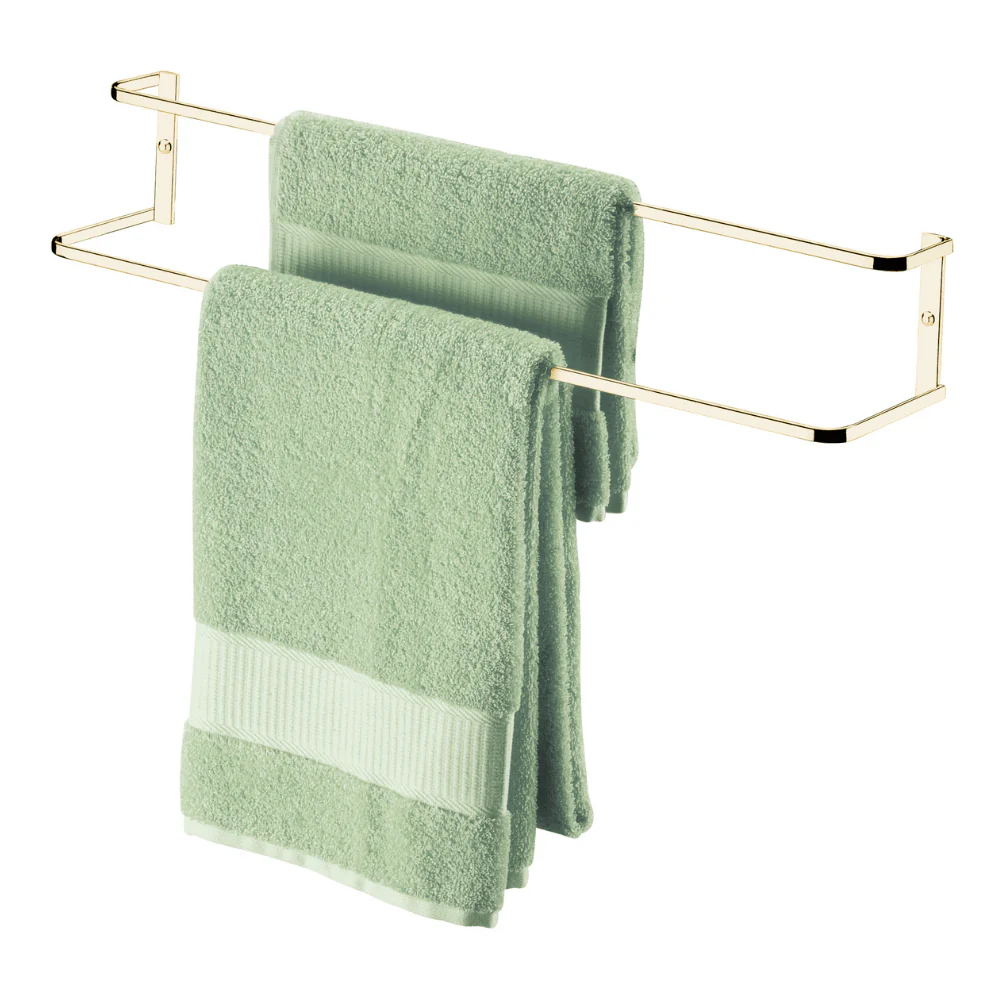 Toalheiro De Parede Duplo Banheiro Dourado Aço Piatina 60cm